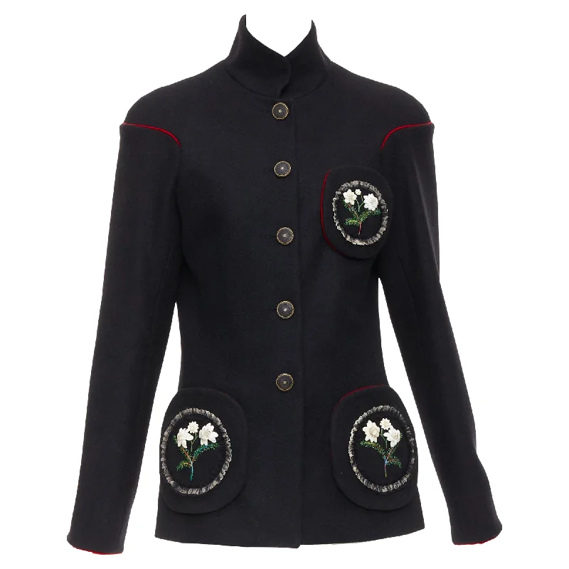 Best-Selling Outfits Now At Exclusive Promotional Prices Chanel Edelweiss flower embroidery circle pocket wool coat