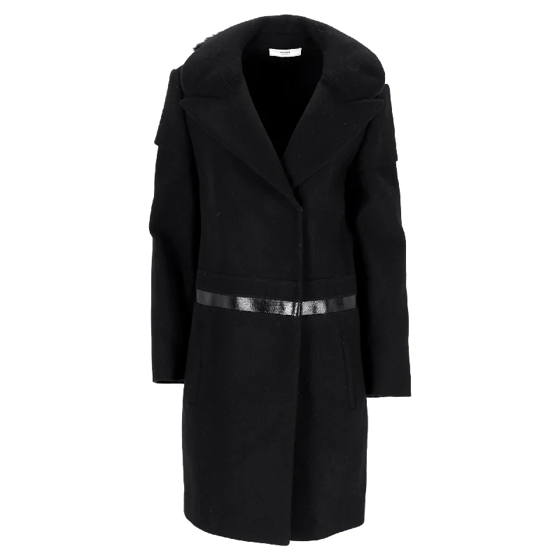 Women's Transitional Outfit Prada Fur Trim Collar in Black Wool