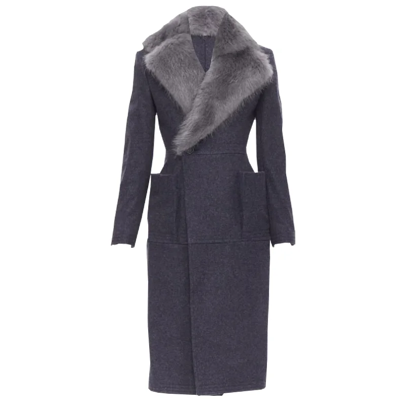 Chic Clothing For Women Thom Browne beaver fur collar wool felt silk lined coat