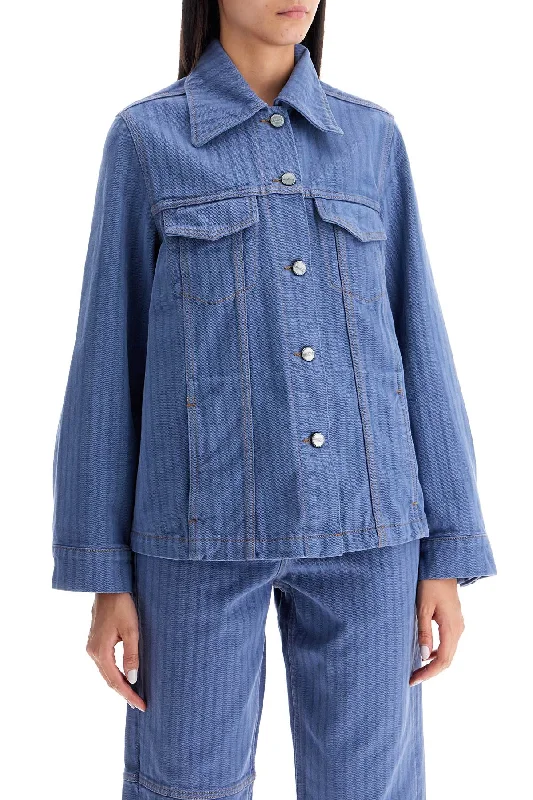 Stylish Women's Garments For Holidays Ganni "striped Overdyed Denim Jacket