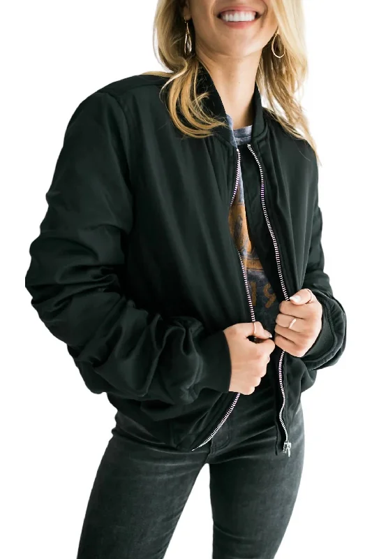 Women's Comfortable Garments Audrey Bomber Jacket In Black