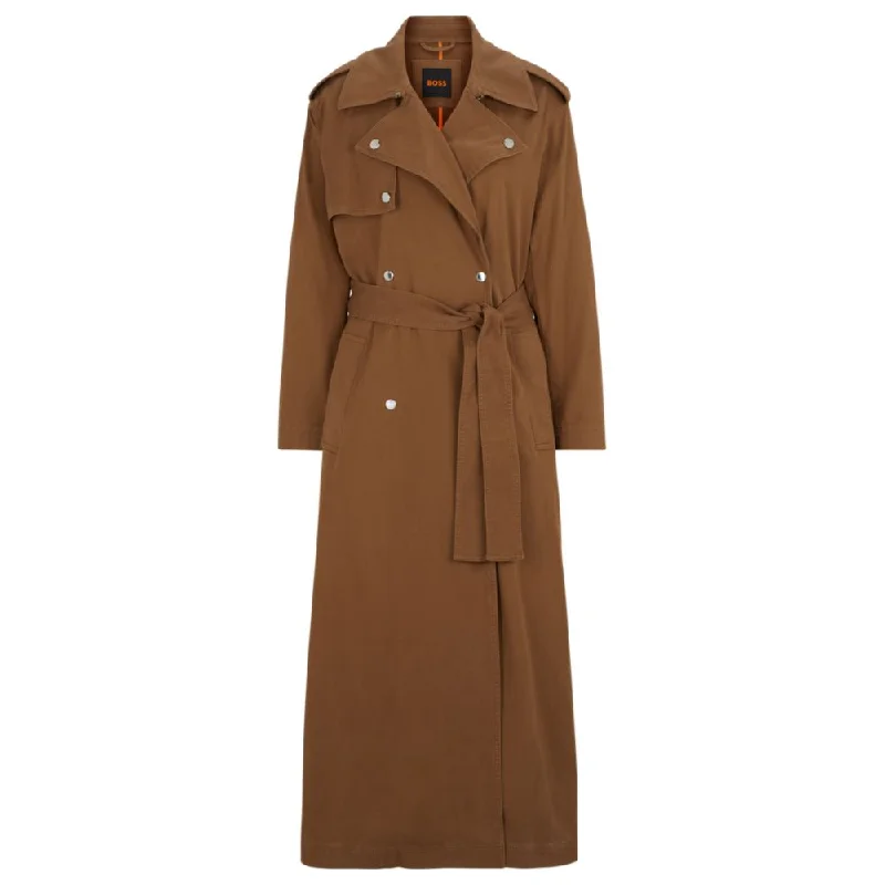 Women's High-Fashion Clothes Belted trench coat with hardware trims