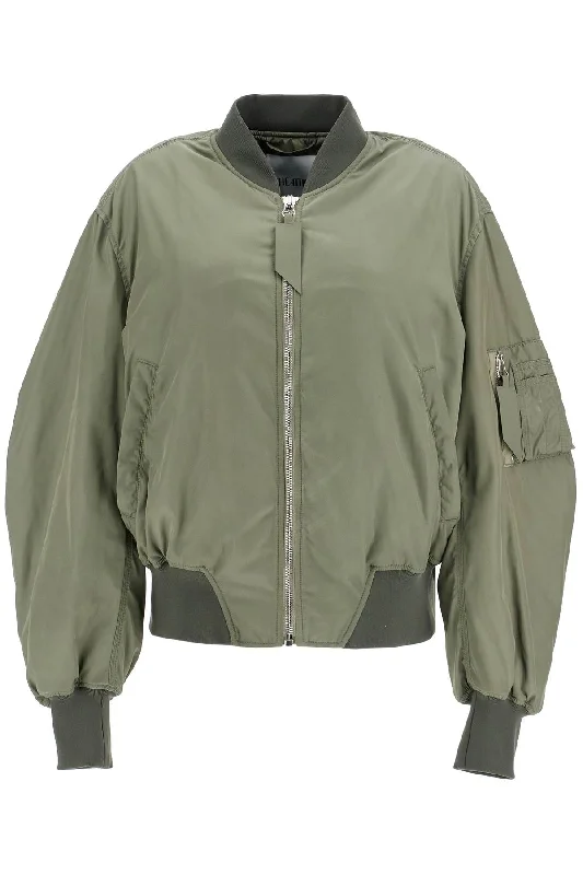 Everyday Fashion The Attico Women's Oversized Bomber Jacket With Puff Sleeves Military