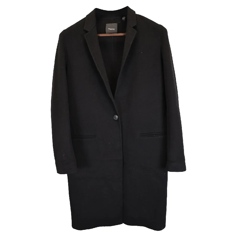 Women's Casual Garments Theory Long Coat in Black Wool