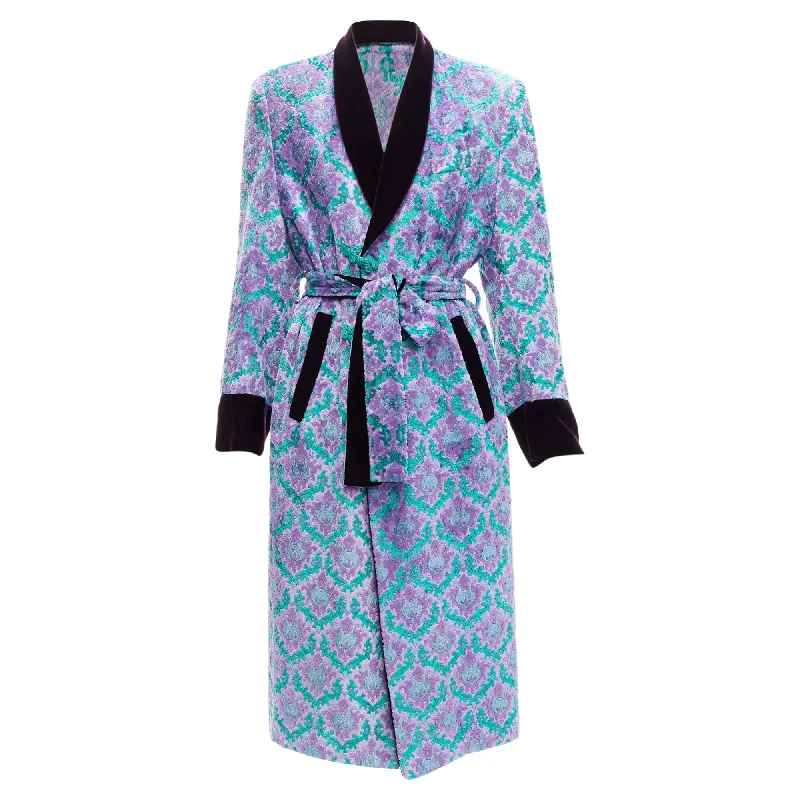 Affordable Luxury Women's Apparel Gvgv tapestry jacquard velvet belted robe coat