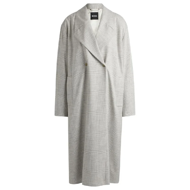 Women's Clothes For The Office Double-breasted coat in checked crepe with partial lining