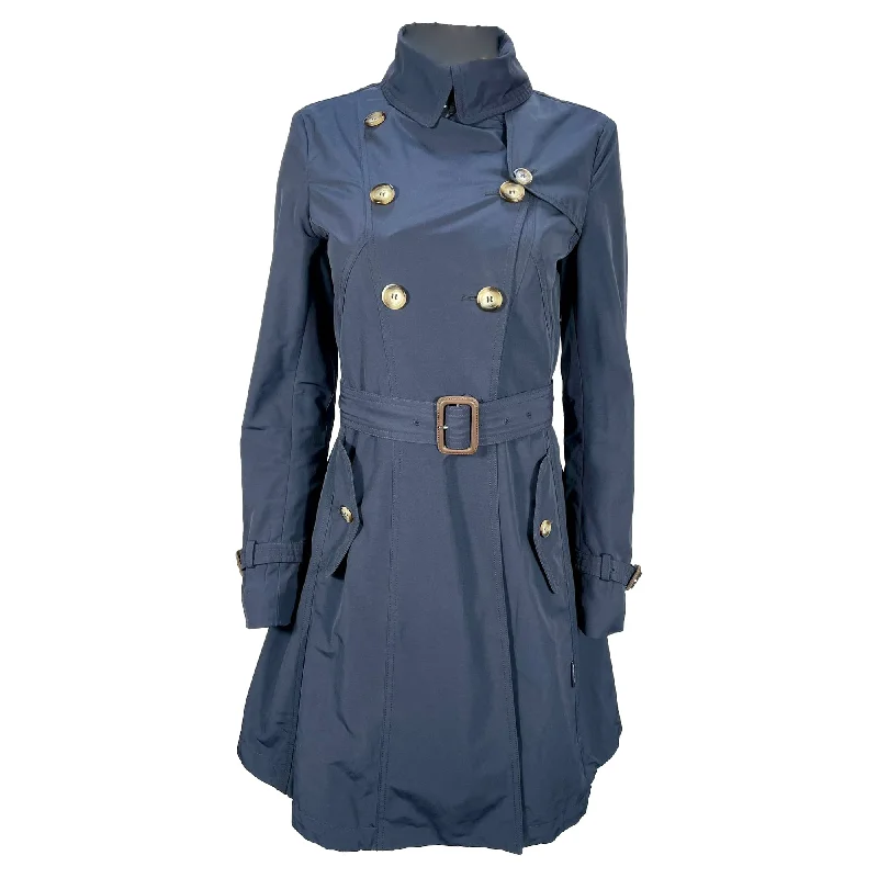 Women's Casual Outfit Moncler Euphraise Belted Trench Coat in Navy Blue Cotton