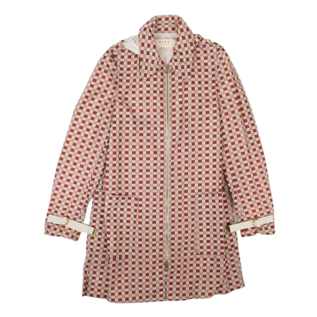 Flash Sale – Stunning Outfits At Exclusive Prices Marni Women's Beige And Red Nylon Zip-Up Checked Jacket