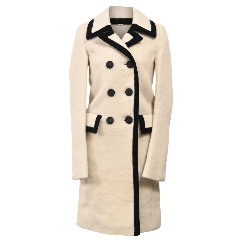 Women's Athletic Apparel Balenciaga Runway Double Breasted Long Sailor Coat in Cream Virgin Wool