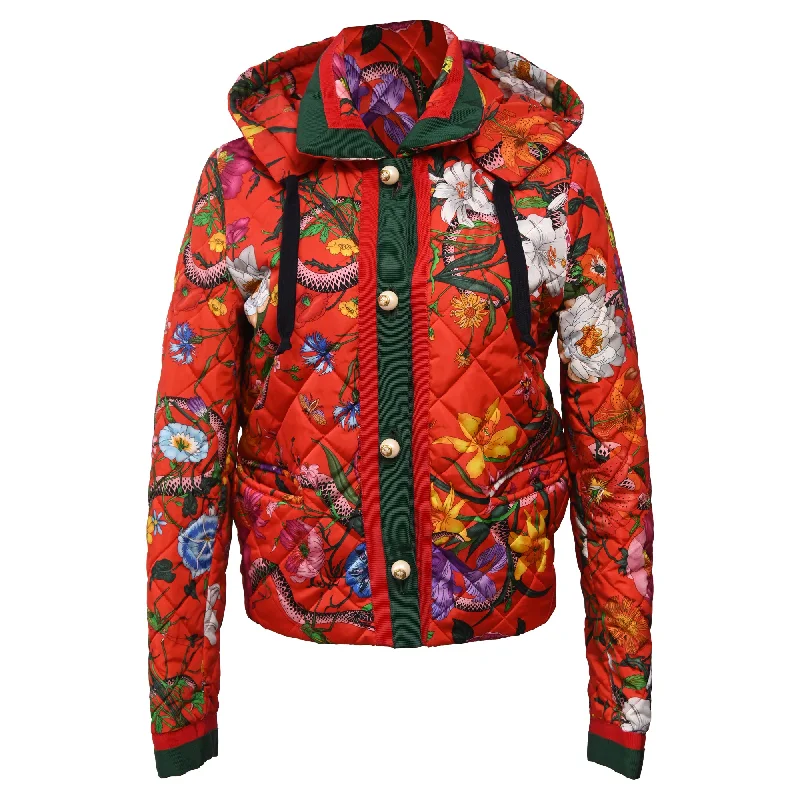 Comfortable Women's Clothing Gucci Floral Embellished Button Down Jacket in Multicolor Polyamide