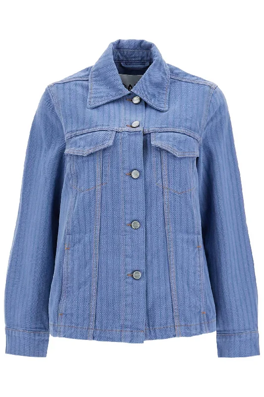 Women's Formal Clothes Ganni Women's "Striped Overdyed blue Jacket