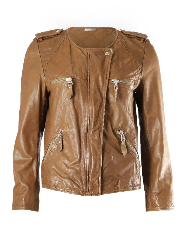 Timeless Women's Garments Isabel Marant Etoile Kady Motor Jacket in Brown Leather