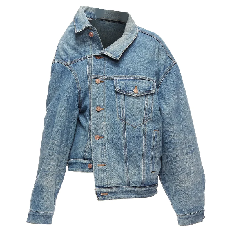 Women's Evening Wear Outfit Balenciaga Demna Washed Denim Off Shoulder Deconstructed Jacket