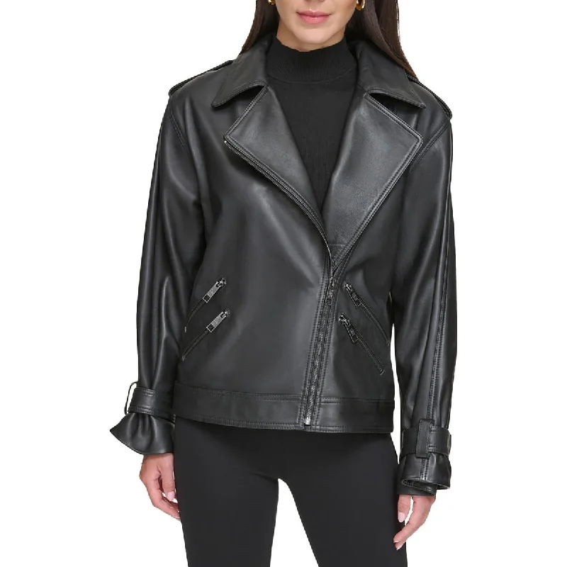 Women's Clothes For Work Womens Leather Oversized Motorcycle Jacket