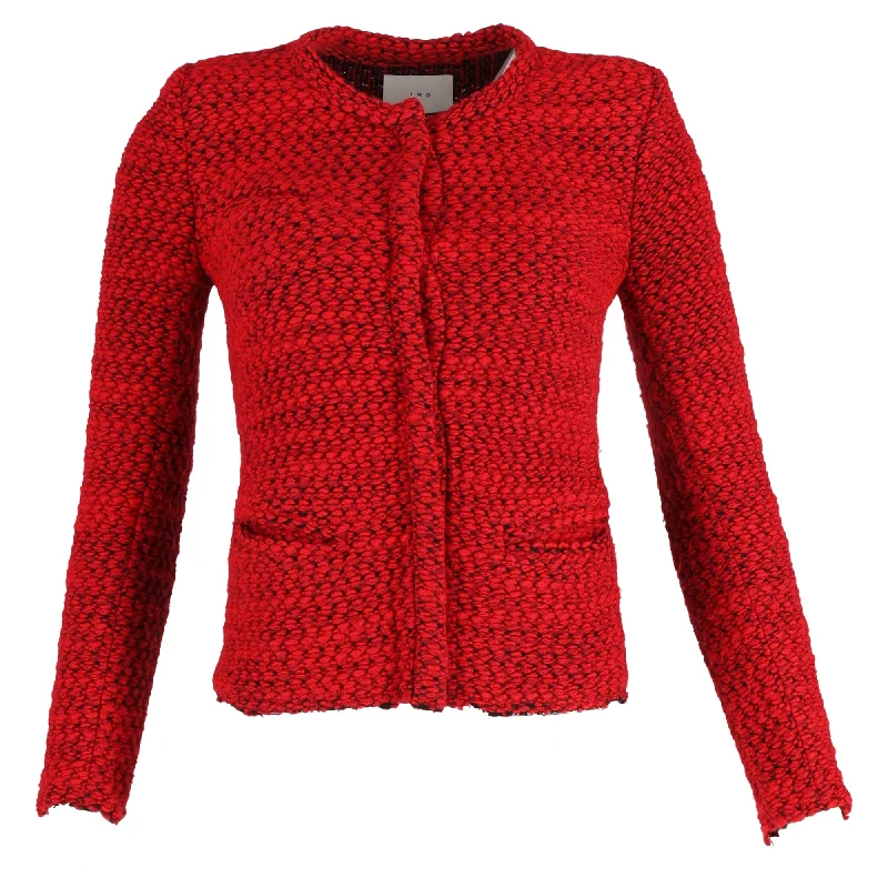 Fashionable Women's Outfit Iro Molly Knit Jacket in Red Tweed