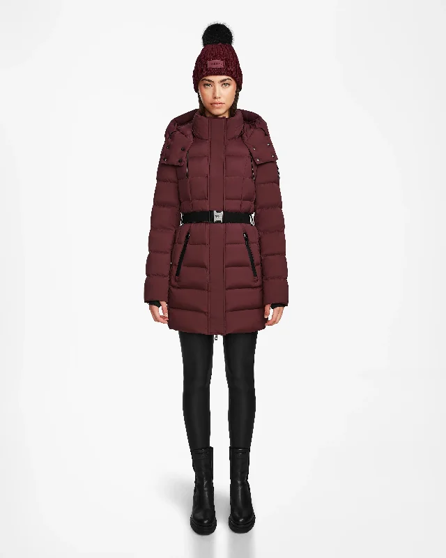 Timeless Women's Clothing FRIDA M WOMEN'S MATTE BELTED MID-LENGTH DOWN PUFFER