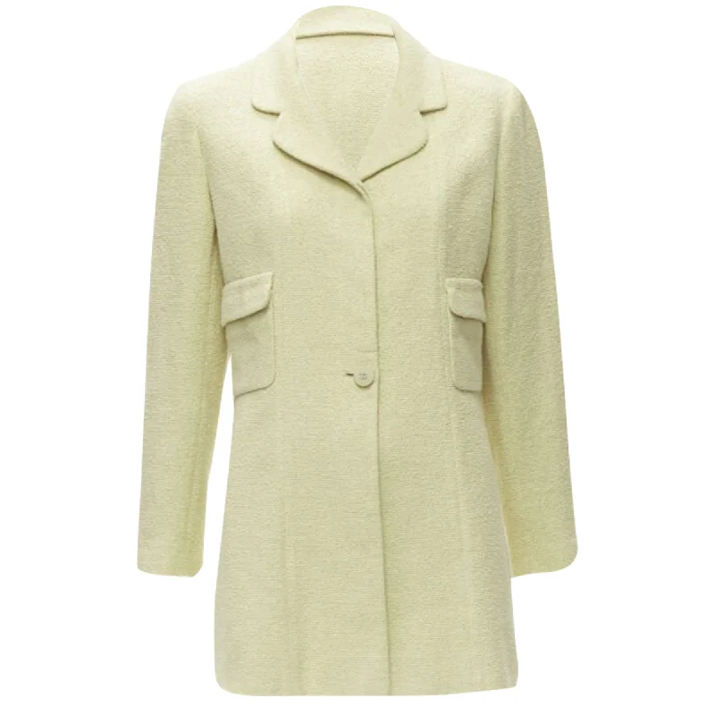 Women's Work Outfit For The Office Chanel pastel tweed CC button long jacket