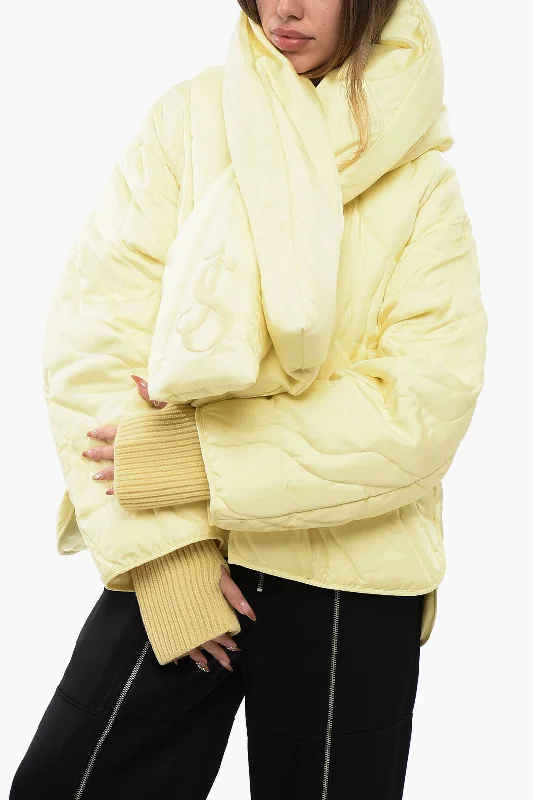 Women's Party Clothes Jil Sander Quilted Down Jacket With Padded Scarf