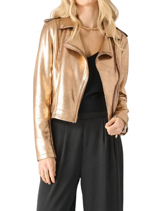 Huge Fashion Markdowns – Update Your Closet Now Moto Metallic Jacket In Rose Gold