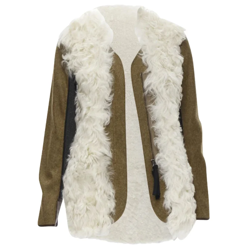 Elegant Clothing For Women Marni lamb shearling fur wool sleeves winter coat