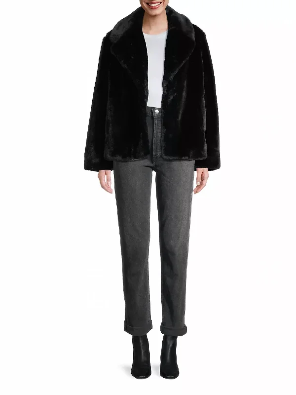 Women's Garments Milly Plant-Based Fur Coat In Noir