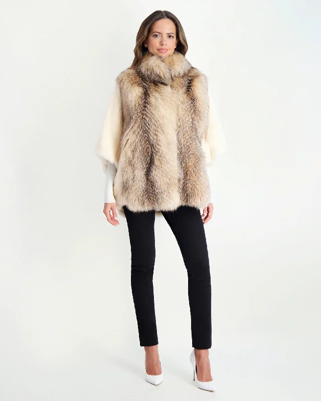 Women's Transitional Clothes Fox Jacket with Mink Sleeves