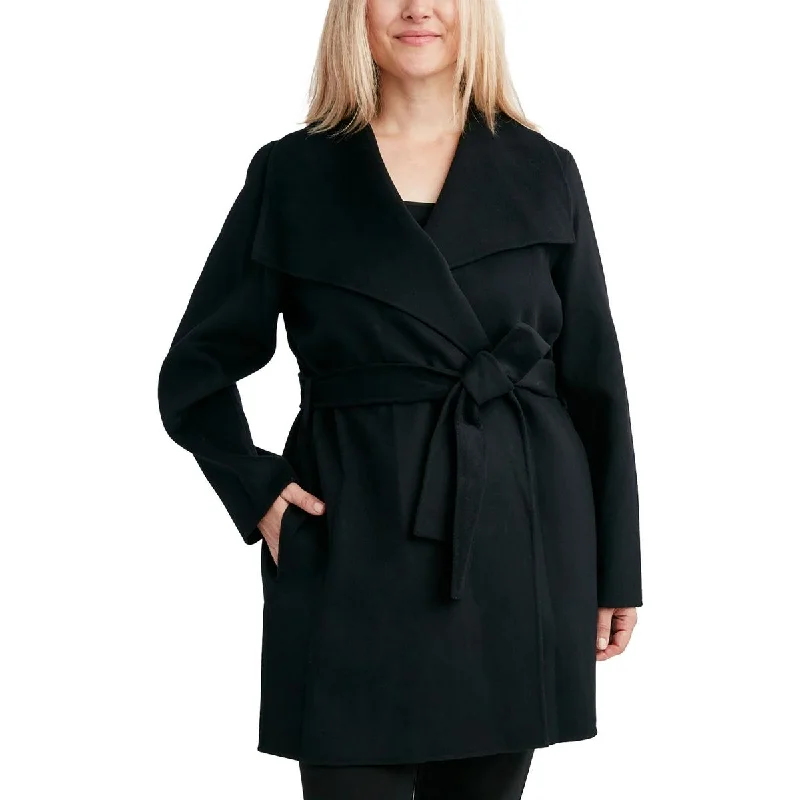 Women's Relaxed Clothes Womens Wool Blend Tie Belt Wrap Coat