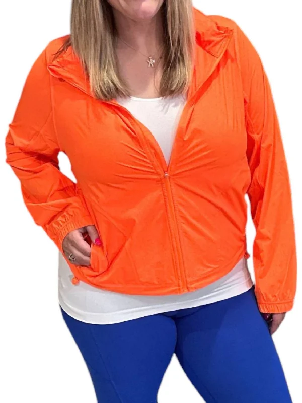 Women's Plus-Size Apparel Stretch Long Sleeve Hoodie Jacket In Orange