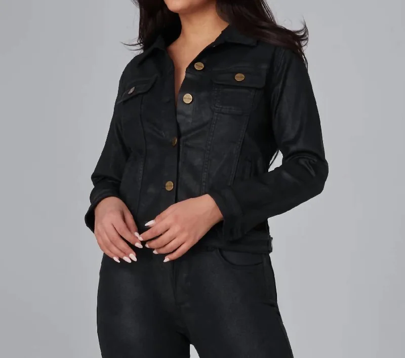 Women's Office Outfit Gabriella Black Classic Jacket In Coated Black