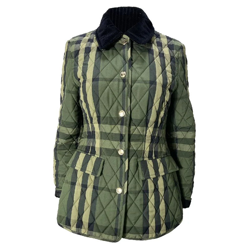 Women's Clothes And Apparel Burberry Check Diamond Quilted Jacket in Green Polyester