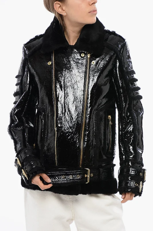 Women's Seasonal Clothing Balmain Shearling Biker Jacket