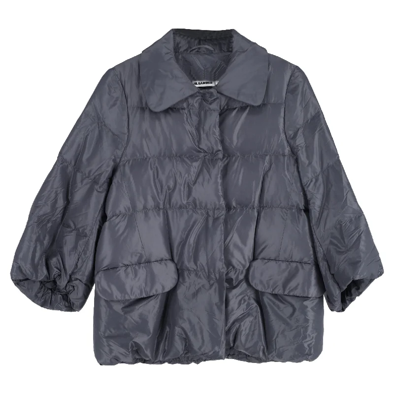 Plus-Size Women's Garments Jil Sander Quilted Jacket in Grey Nylon