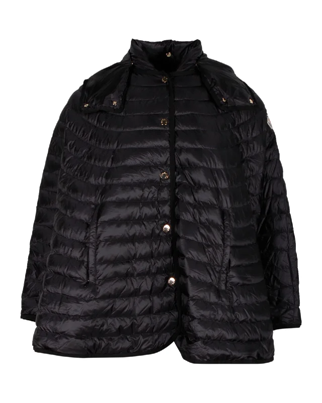 Women's Garments Moncler Chinchard Poncho-Style Puffer Jacket in Black Nylon