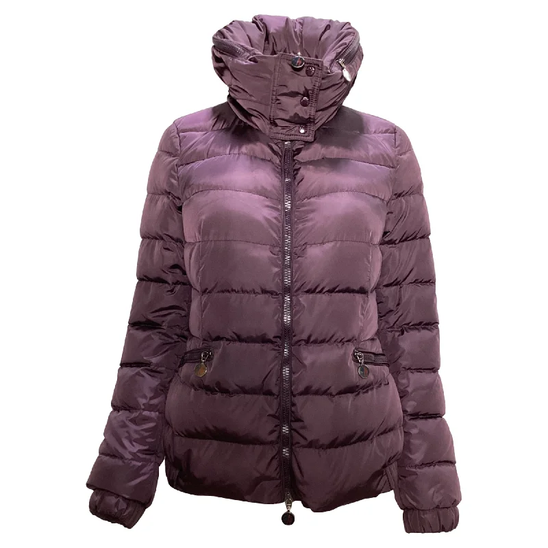 Women's Contemporary Clothing Moncler Sanglier Zipped Down Jacket in Burgundy Polyester