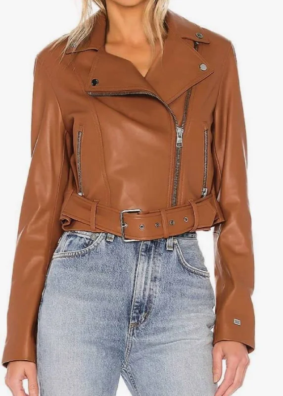 Women's Clothing For Holiday Travel Clodia Leather Jacket In Cinnamon