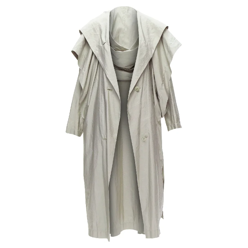 Trendy Outfits At Exclusive Discounts – Don't Miss Out Issey Miyake hooded sleeve layer draped overcoat