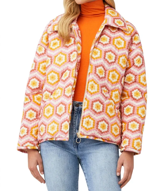 Timeless Women's Outfit Powder Puffed Jacket In Honeycomb Daisy