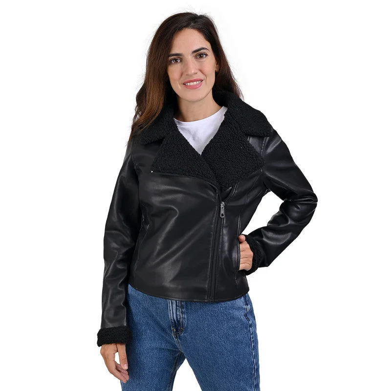 Limited-Time Fashion Sale – Shop Your Favorite Styles Now LEE Women's Biker Jacket With Fur