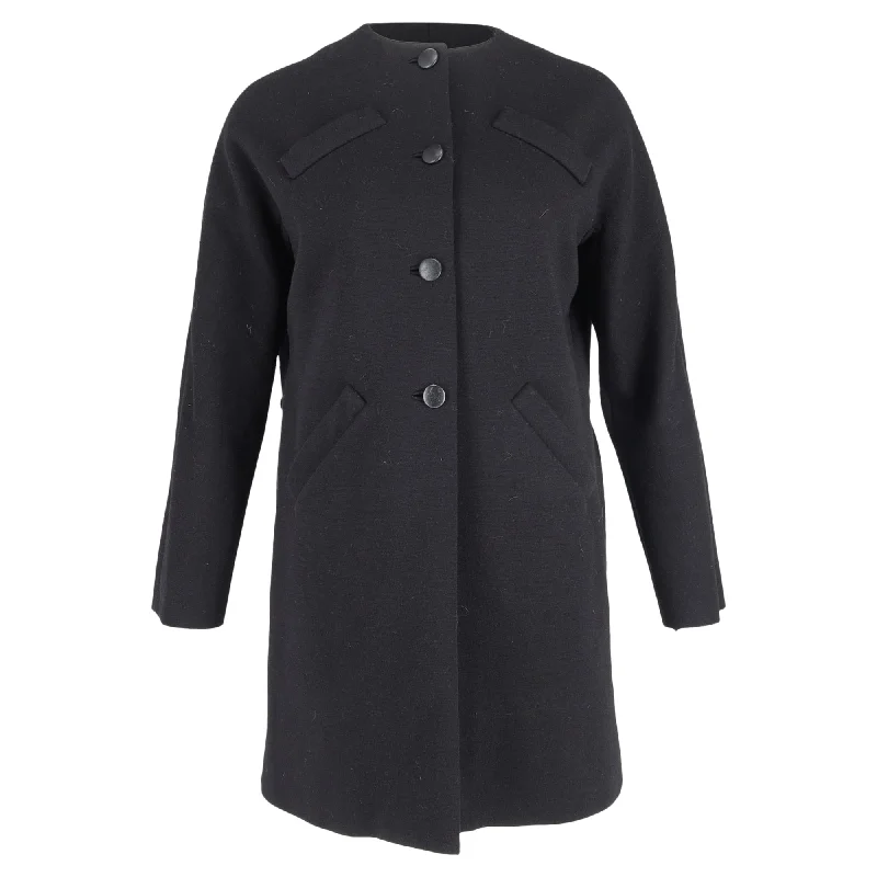 Women's Seasonal Clothing Balenciaga 60s Archive Coat in Black Virgin Wool