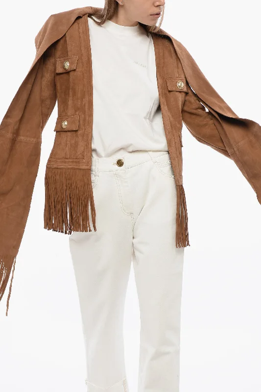 Women's Vintage Garments Balmain Fringed Suede Jacket