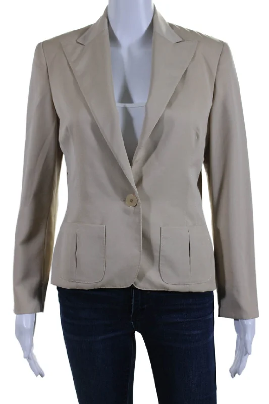 Flash Sale On Fashion – Act Fast Ralph Lauren Collection Womens Wool Button Up Blazer Jacket Beige