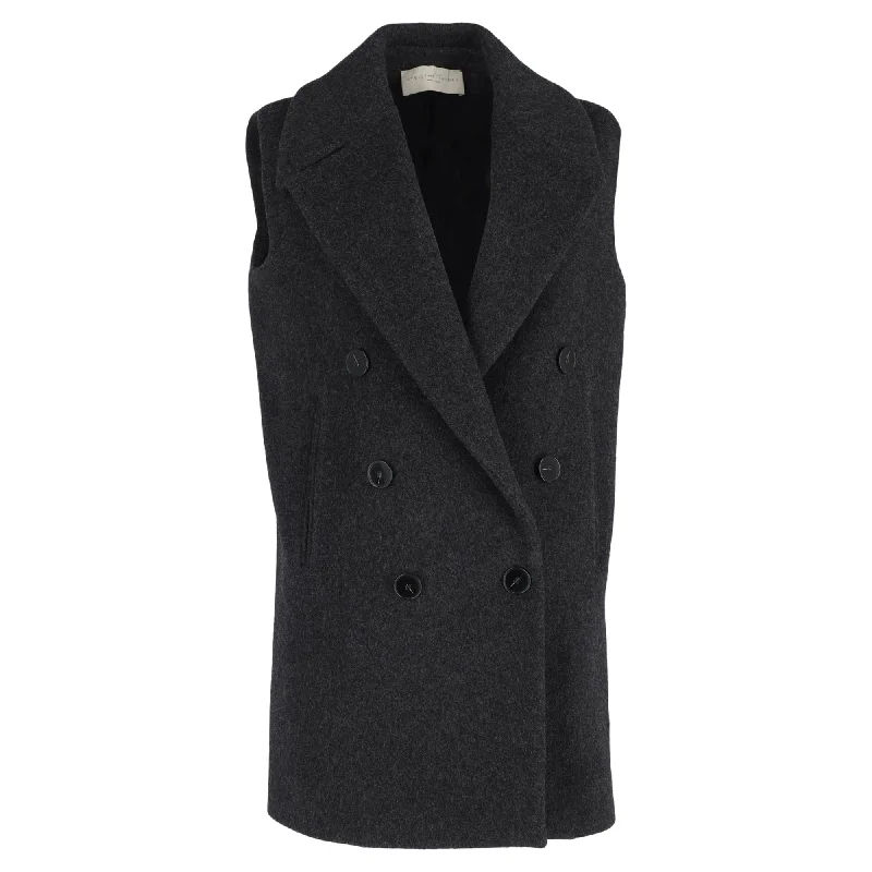 Don't Miss Out – Your Favorite Fashion Pieces On Sale Stella Mccartney Double-Breasted Vest Jacket in Grey Wool