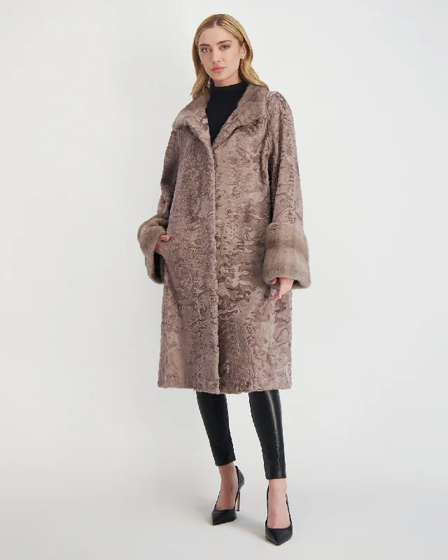 Chic And Affordable Fashion – Limited-Time Offers Lamb Short Coat with Mink Trim