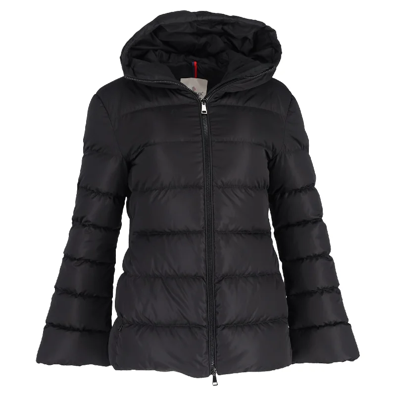 Women's Fashion Clothes Moncler Dera Hooded Quilted Down Jacket in Black Nylon