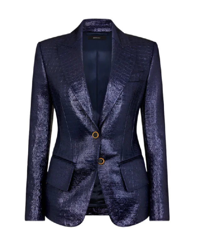 Affordable Women's Garments Tom Ford Womens Croc Embossed Jacket In Blue