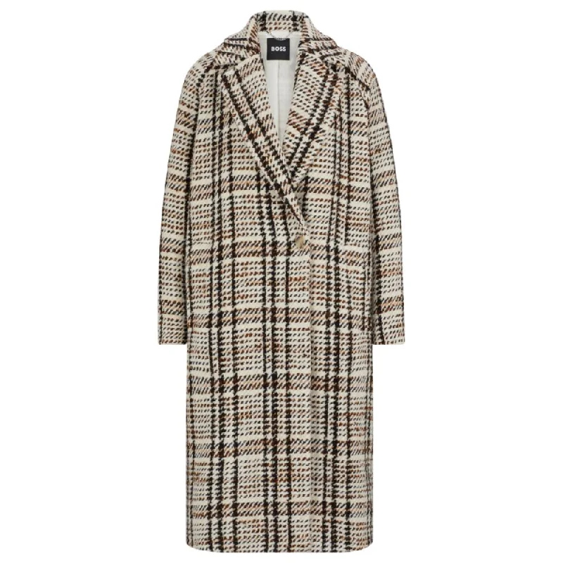 Women's Casual Wear Clothes Oversize-fit coat in checked fabric with wool