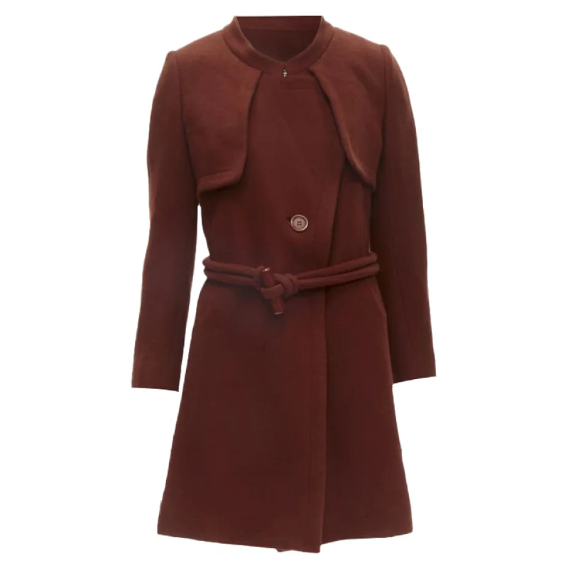 Formal Garments For Women Chloe brick wool toggle belt long coat