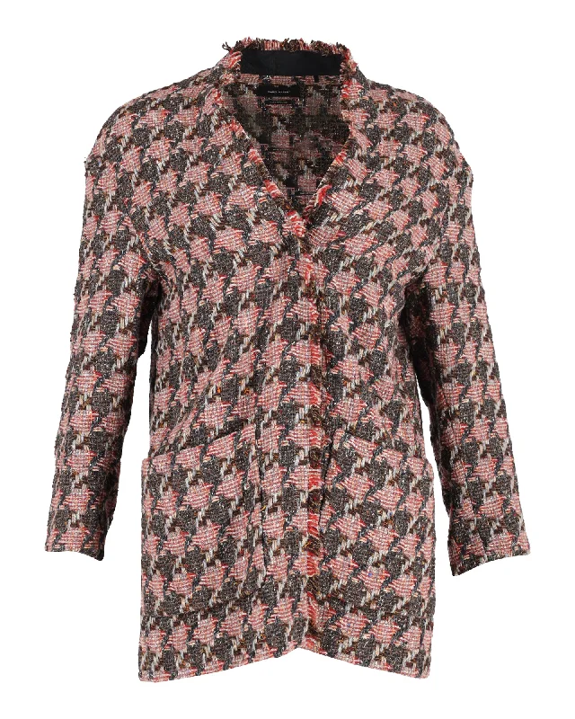 Timeless Women's Outfit Isabel Marant Houndstooth Tweed Jacket in Red Wool