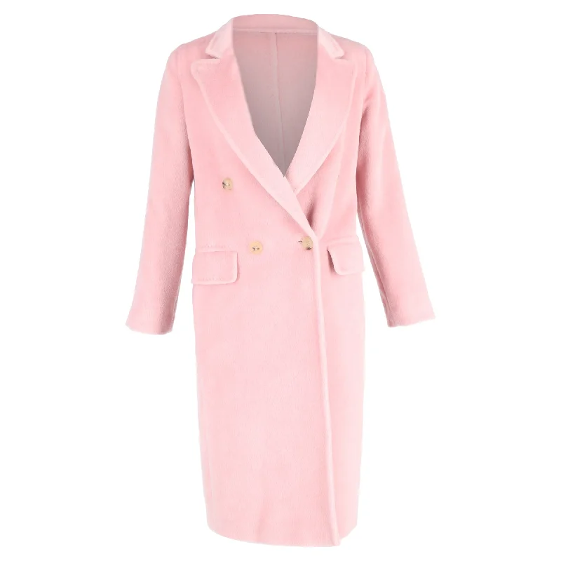 Chic Women's Garments Max Mara Double-Breasted Coat in Pink Wool