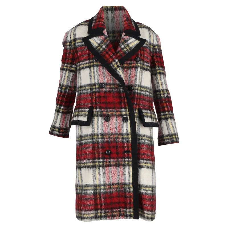 Women's Elegant Clothes Burberry Tartan Plaid Double-Breasted Coat in Multicolor Wool